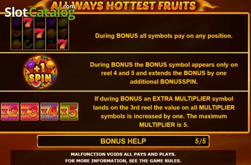 Game Features screen 4. Allways Hottest Fruits slot