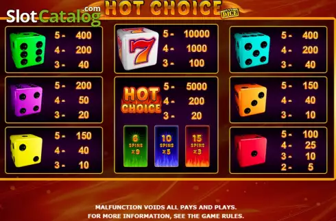 Skärmdump6. Hot Choice Dice slot