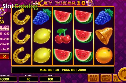Game Screen. Lucky Joker 10 Extra Gifts slot
