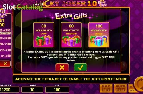 Bonus Bet Screen. Lucky Joker 10 Extra Gifts slot