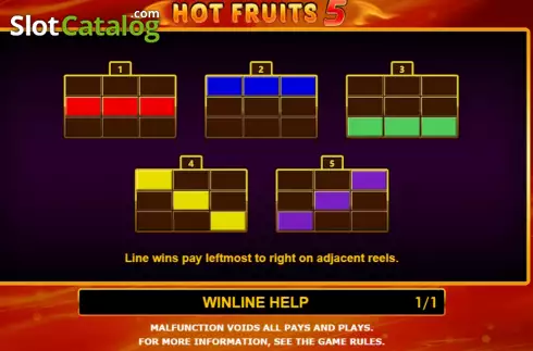PayLines screen. Hot Fruits 5 slot