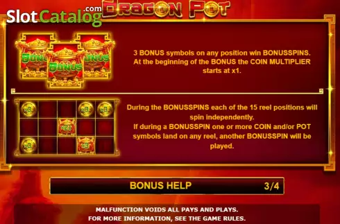 Game Features screen 2. Dragon Pot slot