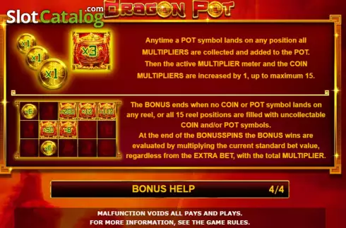 Game Features screen 3. Dragon Pot slot