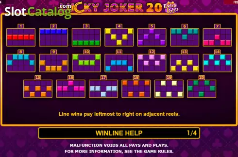 Paylines screen. Lucky Joker 20 Extra Gifts slot