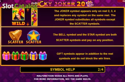 Special symbols screen. Lucky Joker 20 Extra Gifts slot