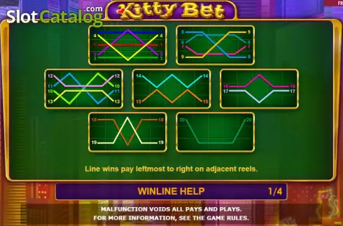 Paylines screen. Kitty Bet slot