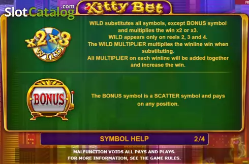 Special symbols screen. Kitty Bet slot