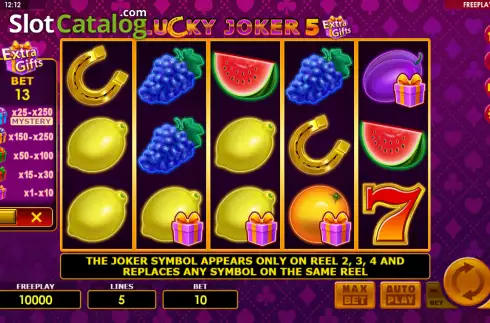 Reels screen. Lucky Joker 5 Extra Gifts slot