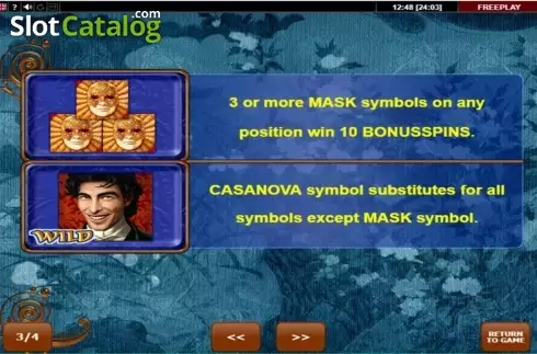 Bildschirm4. Casanova slot