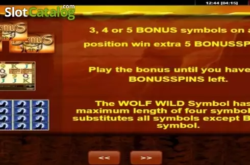Paytable 4. Wolf Moon (Amatic) slot
