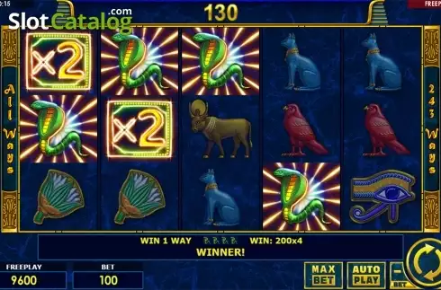 Multiplier win screen. Enchanted Cleopatra slot