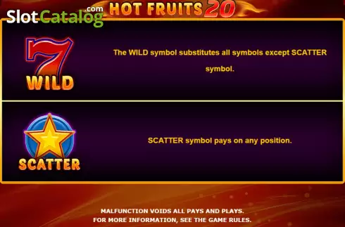 PayTable Screen 3. Hot Fruits 20 slot
