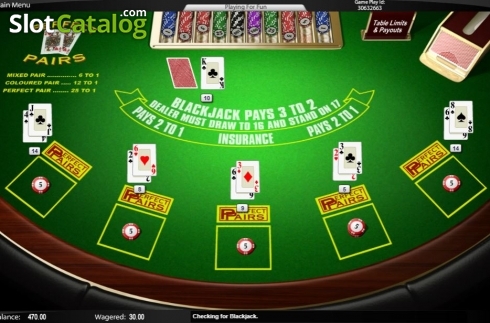 Skärmdump3. Perfect Pairs Blackjack (Amaya) slot