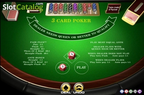 Bildschirm2. Three Card Poker (Amaya) slot