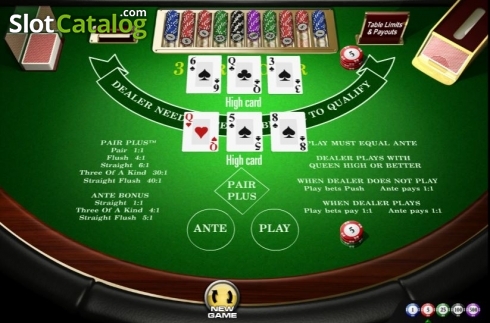 Game Screen 4. Three Card Poker (Amaya) slot