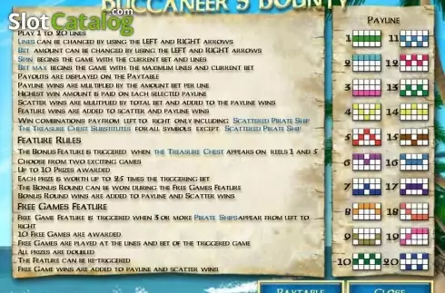 Ecran3. Buccaneer's Bounty slot