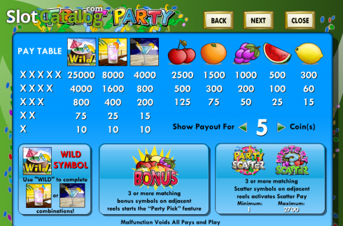 Bildschirm2. Fruit Party (Amaya) slot