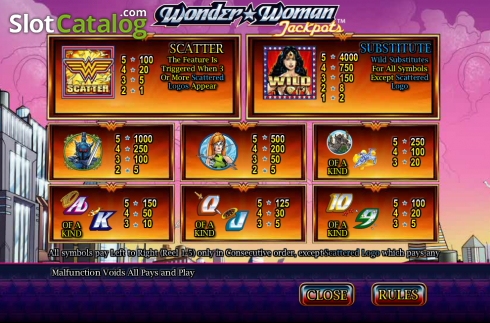 Ekran2. Wonder Woman Jackpots yuvası