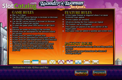 Ekran3. Wonder Woman Jackpots yuvası