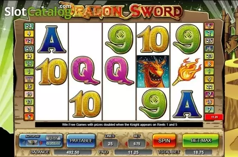 Win Screen. Dragon Sword slot