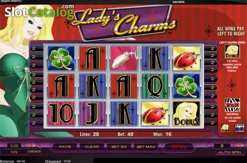 Reels screen. Lady's Charms slot