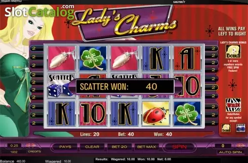 Scatter win screen. Lady's Charms slot