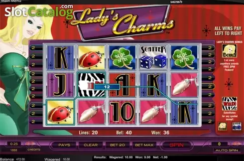 Wild win screen. Lady's Charms slot