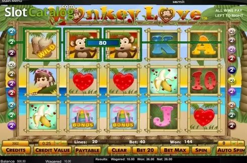 Wild win screen. Monkey Love slot