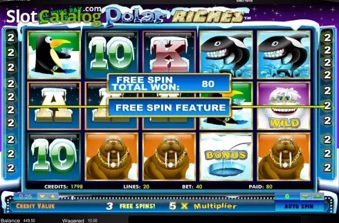 Free spins screen. Polar Riches slot