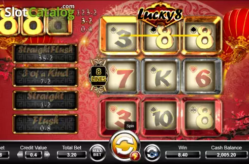 Win screen. Lucky 8 (Ameba) slot
