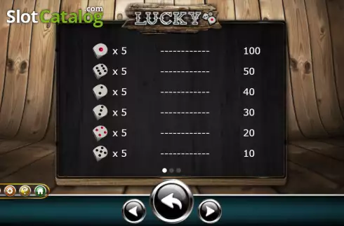 Paytable screen. Lucky Dice (Ameba) slot