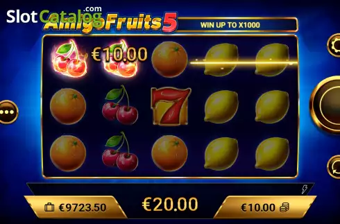 Win Screen. Amigo Fruits 5 slot