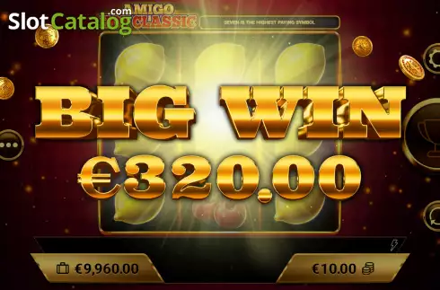 Big Win screen. Amigo Hot Classic slot