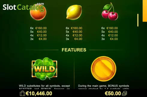 PayTable screen 2. Amigo Lucky Fruits Pin Win slot