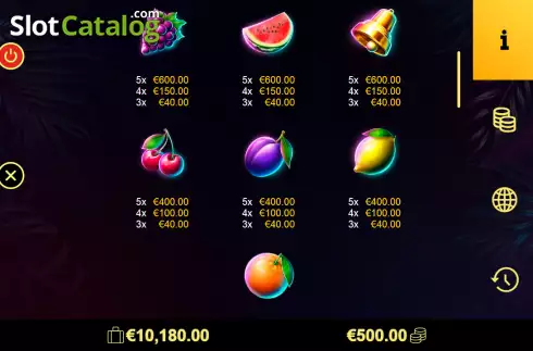 Paytable screen 2. Amigo Multifruits slot