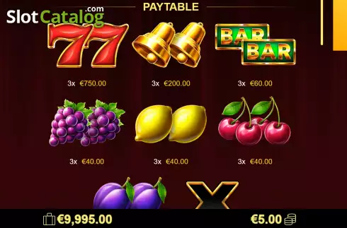 PayTable screen. Epic Coins slot