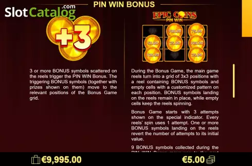 Game Features screen 2. Epic Coins slot