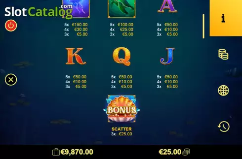Paytable screen 2. Gold of Mermaid slot