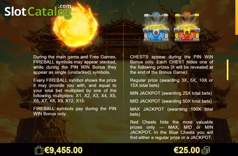 Game Features screen 2. Burning Phoenix slot