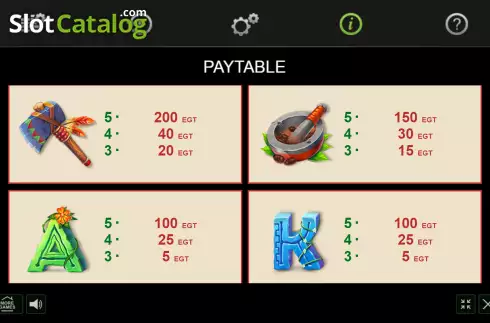 Paytable screen 2. Aztec Forest slot