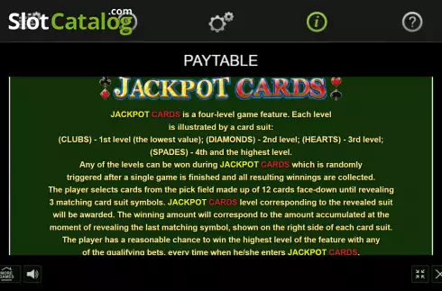 Jackpot cards screen. Diamond Plus World Cup Edition slot