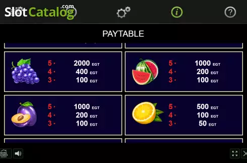 Paytable 2. 20 Power Hot slot