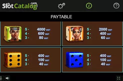 PayTable screen 2. Water Dice slot