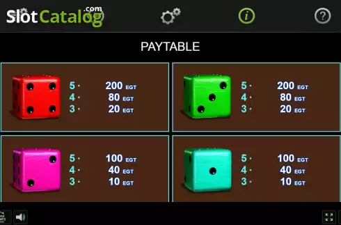 PayTable screen 3. Water Dice slot