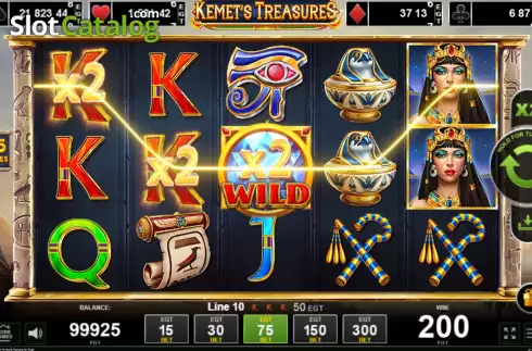Win screen. Kemet’s Treasures slot