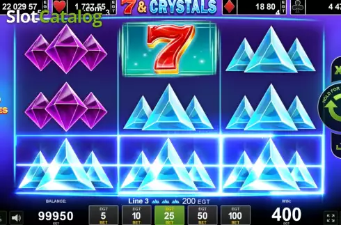 Win screen. 7 & Crystals slot