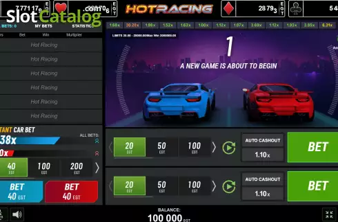 Ecran2. Hot Racing slot