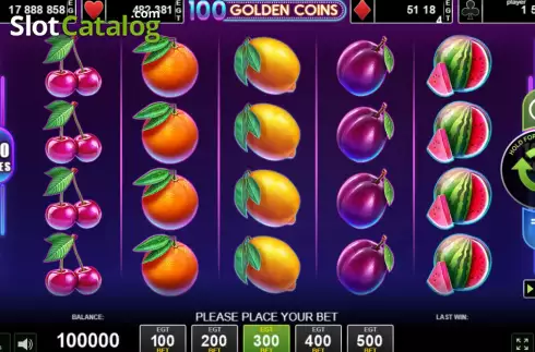 Game screen. 100 Golden Coins slot