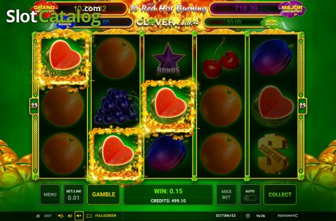 Win screen 2. 25 Red Hot Burning Clover Link slot