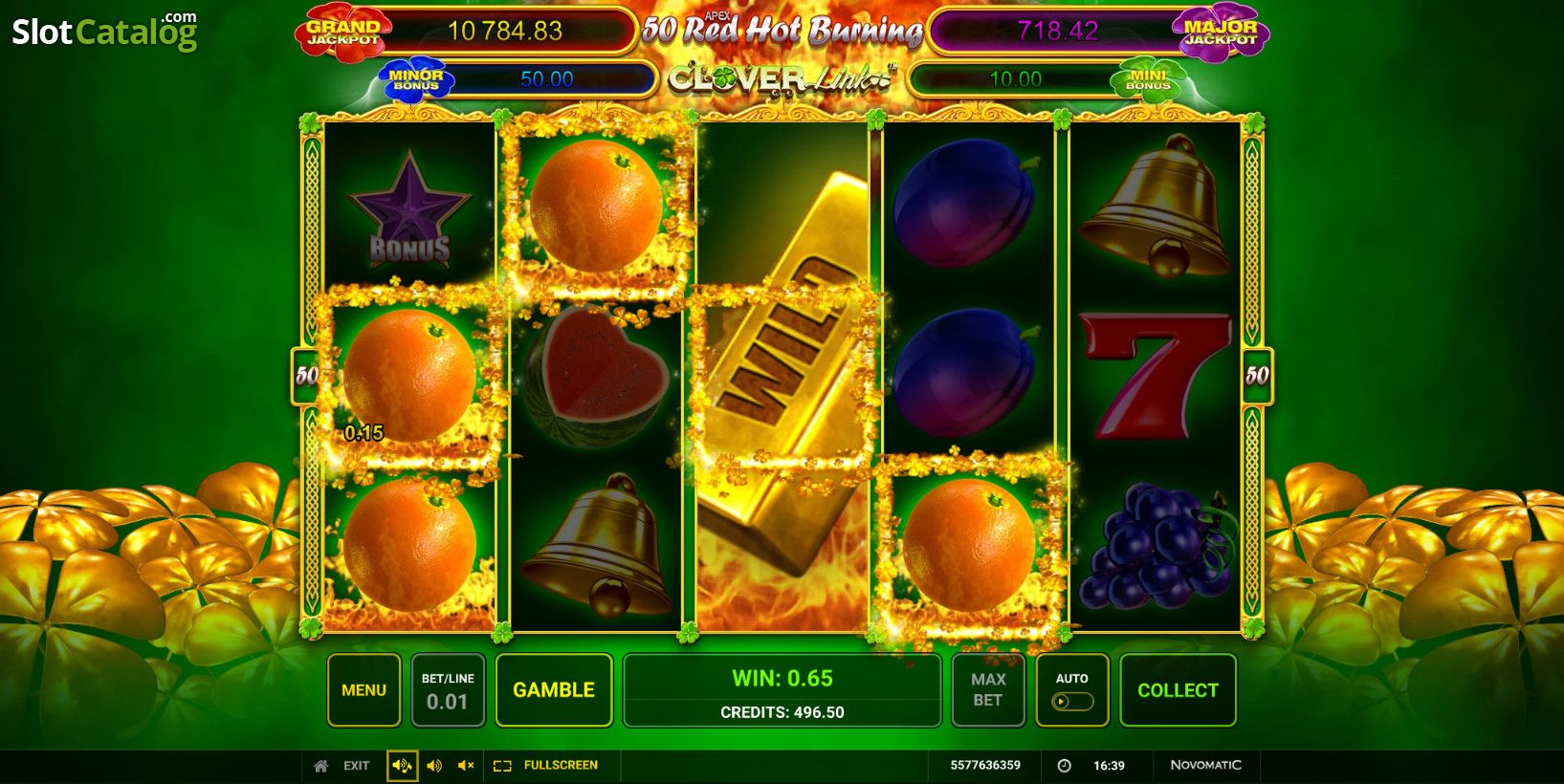 Slot Machines 50 Red Hot Burning Clover Link Parlay 